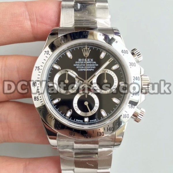 Best 40MM Rolex Daytona Black Dials Steel Cases Replica Watches