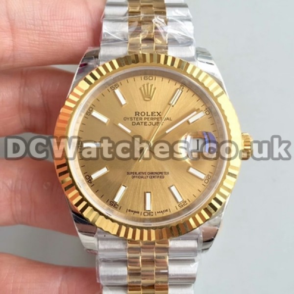 Male Gold Bezels Rolex Datejust II Fake 41MM Watches With Automatic Movements