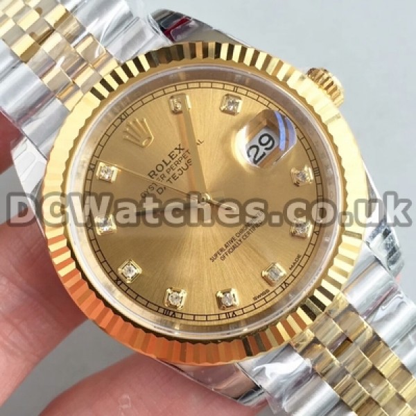 41MM Male Gold Dials Rolex Datejust II Replica Automatic Watches