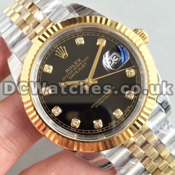 41MM Automatic Rolex Datejust II Fake Male Watches With Black Dials