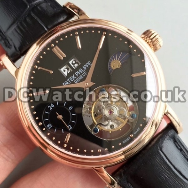 AAA Quality Patek Philippe Tourbillon Replica Watches With 42 mm Rose Gold Cases For Sale
