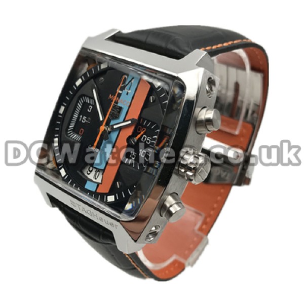 Steel Case Male Fake Tag Heuer Monaco Quartz Watches In 39MM