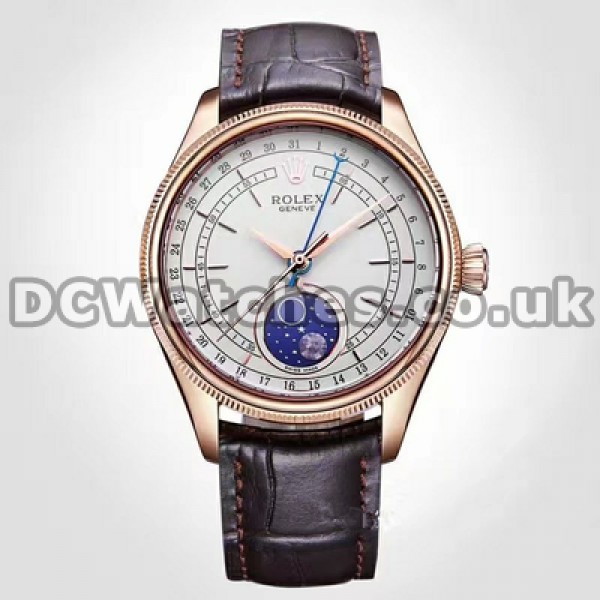 Automatic Rose Gold Steel Rolex Cellini Fake Male 39MM Watches