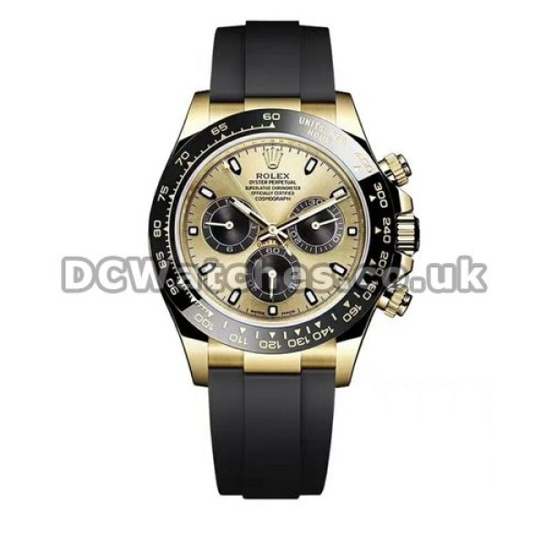 Gold Dials Male 40MM UK Swiss Movement Replica Rolex Daytona Automatic Watches