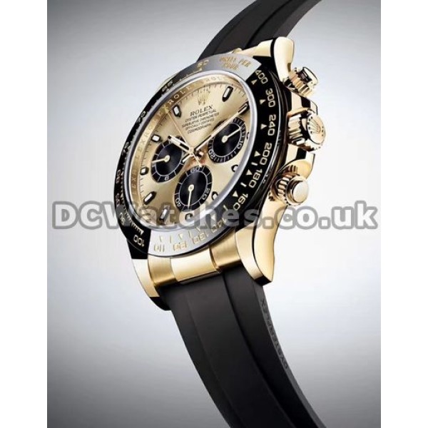 Gold Dials Male 40MM UK Swiss Movement Replica Rolex Daytona Automatic Watches
