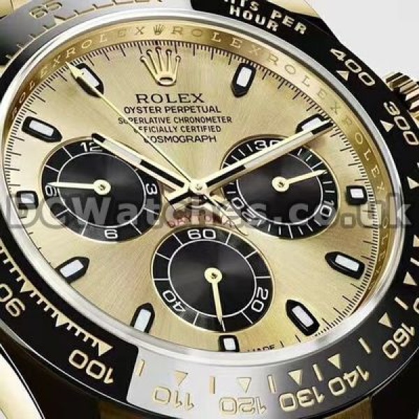 Gold Dials Male 40MM UK Swiss Movement Replica Rolex Daytona Automatic Watches