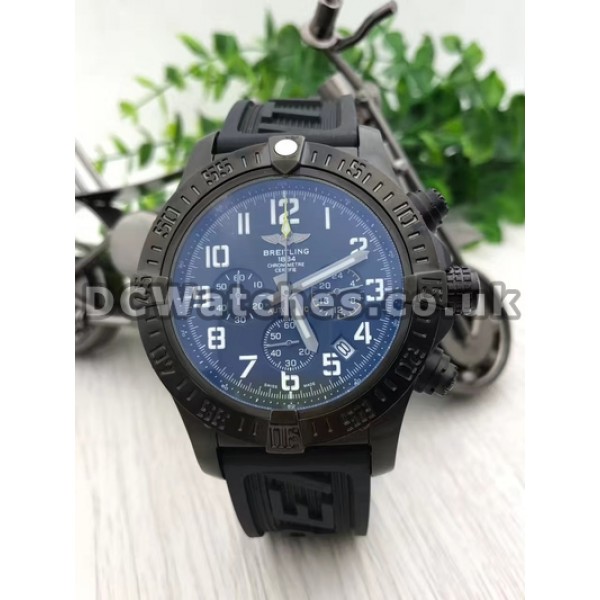 Male Black Straps Replica Breitling Super Avenger Quartz Watches In 47MM