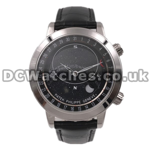 Cool 44MM Black Dials Patek Philippe Complicated Replica Automatic Watches