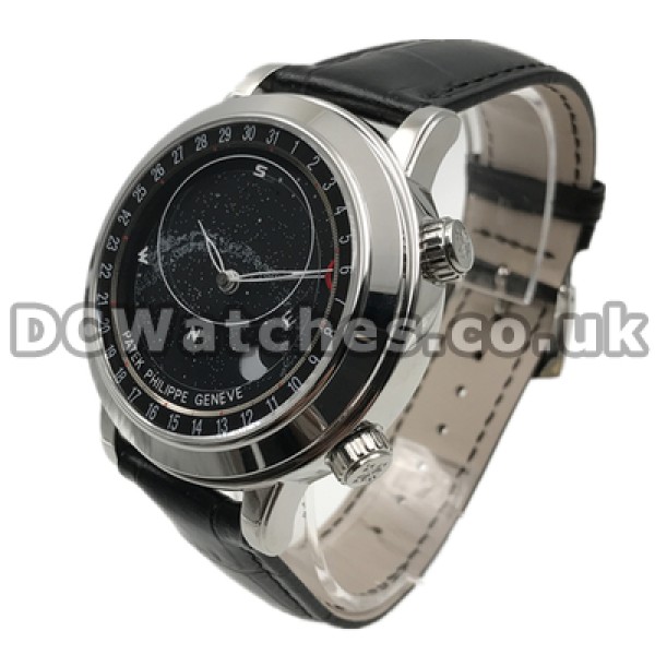 Cool 44MM Black Dials Patek Philippe Complicated Replica Automatic Watches